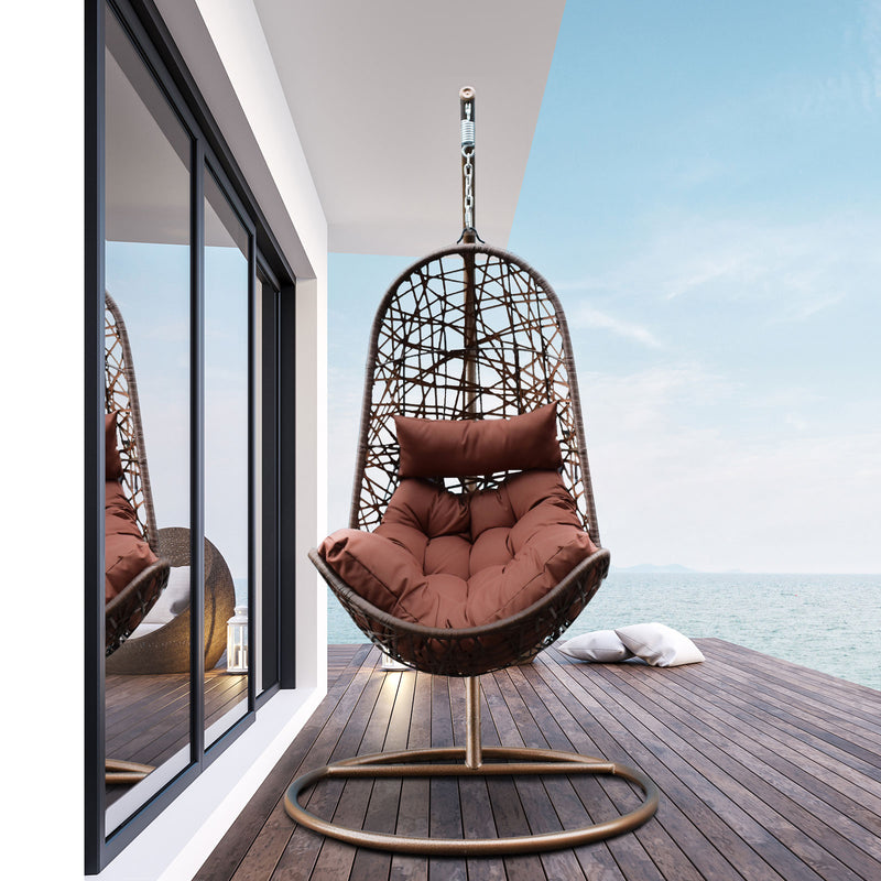 Arcadia Furniture Egg Chair - Brown and Coffee-1826049106724917248