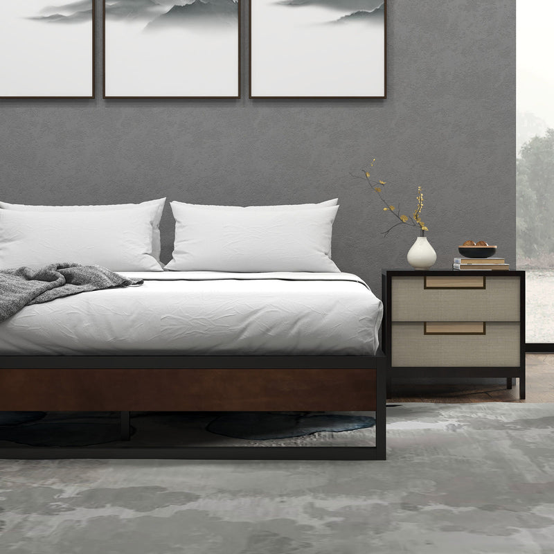 Sorrento Metal and Wood bed base - King-1826052241786802179