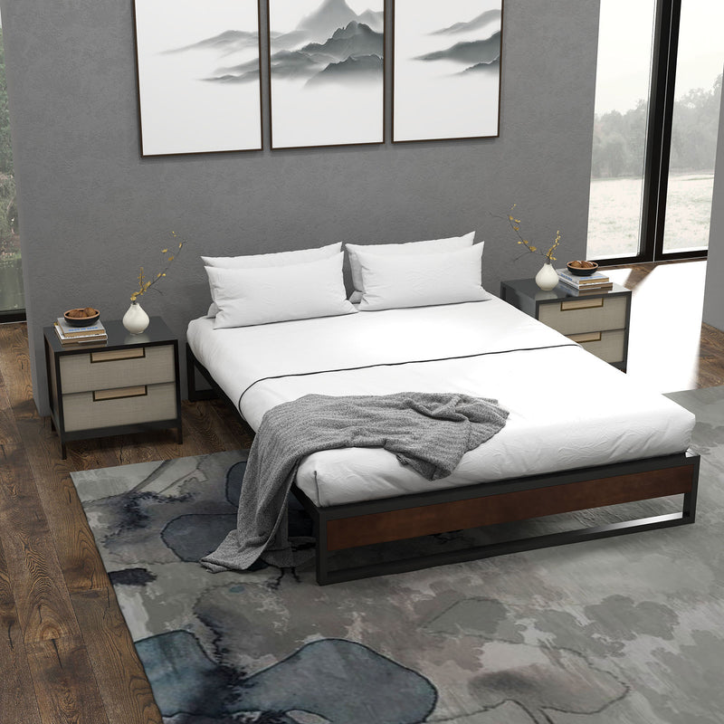 Sorrento Metal and Wood bed base - King-1826052241786802181