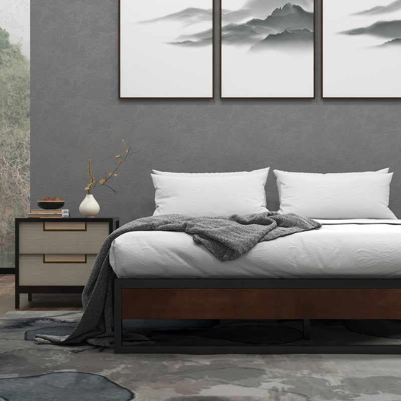 Sorrento Metal and Wood bed base - King-1826052241786802182