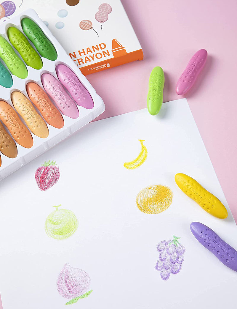 YPLUS Peanut Kids Washable Crayons Pastel Colors 24 Colours-1823862840587587587