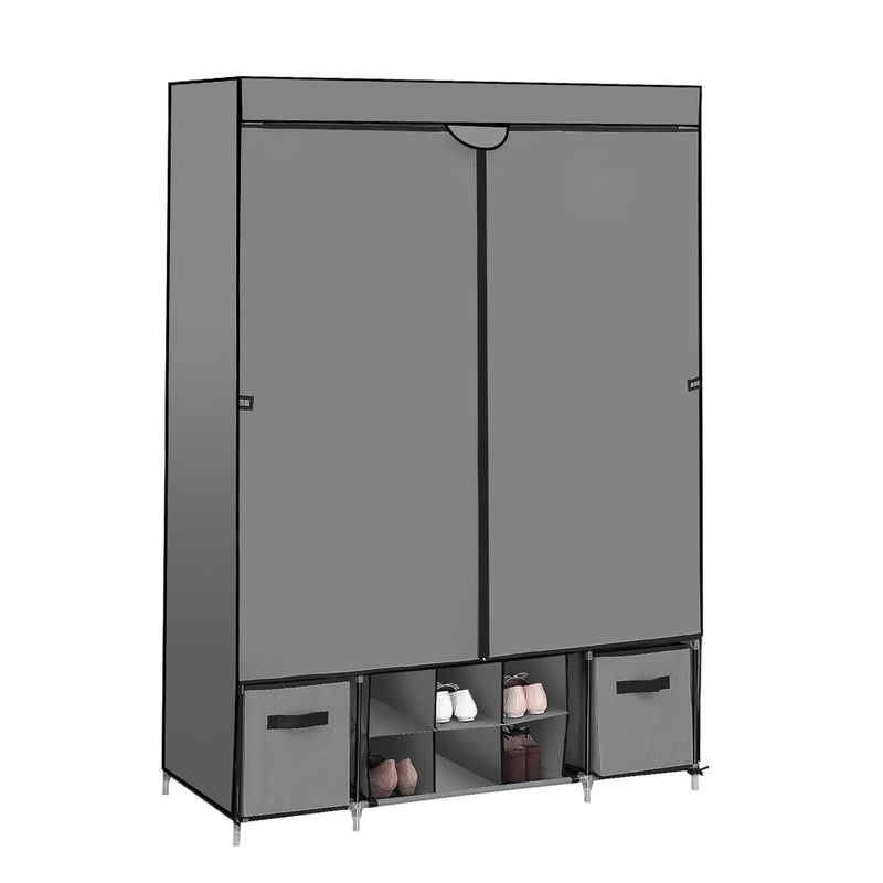 Levede Portable Wardrobes Shoe Rack Large Clothes Cabinet Closet Storage Grey