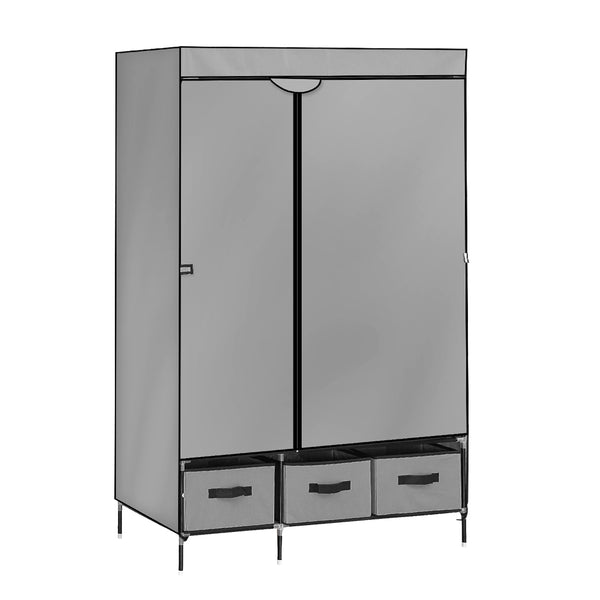 Levede Portable Clothes Closet Wardrobe Grey Storage Cloth Organiser Unit Shelf Rack