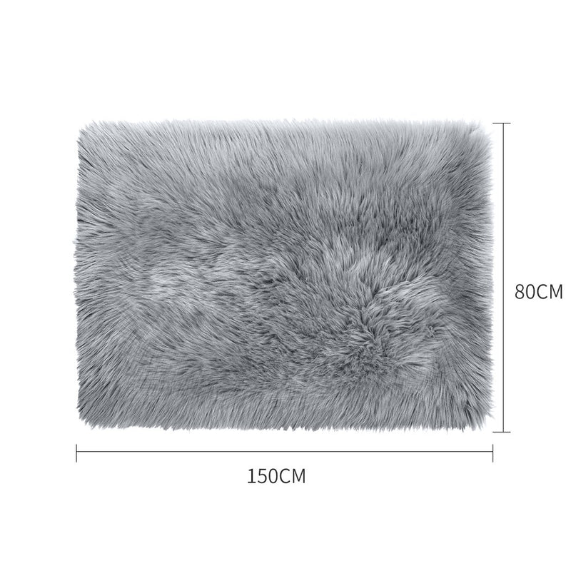 Floor Rugs Sheepskin Shaggy Rug Area Carpet Bedroom Living Room Mat 80X150 Grey