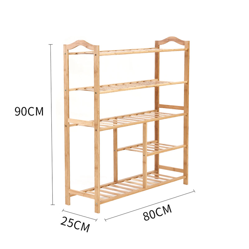 Levede Bamboo Shoe Rack Storage Wooden Organizer Shelf Stand 5 Tiers Layers 80cm
