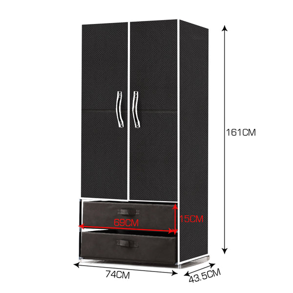 Levede Portable Wardrobe Clothes Closet Storage Cloth Organizer Shelf 2 drawers