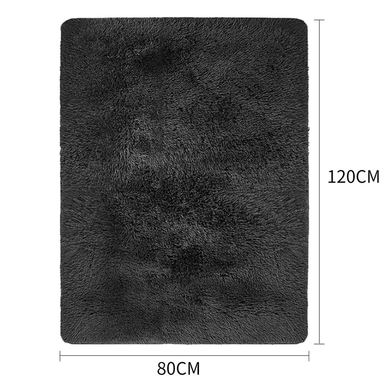 Designer Soft Shag Shaggy Floor Confetti Rug Carpet Home Decor 80x120cm Black