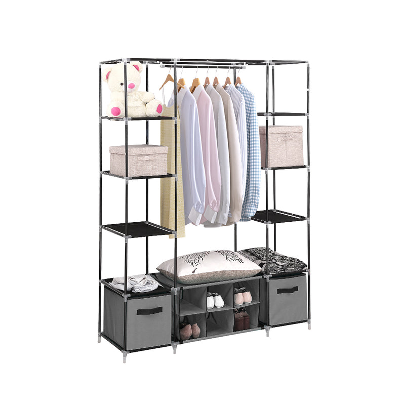 Levede Portable Wardrobes Shoe Rack Large Clothes Cabinet Closet Storage Grey