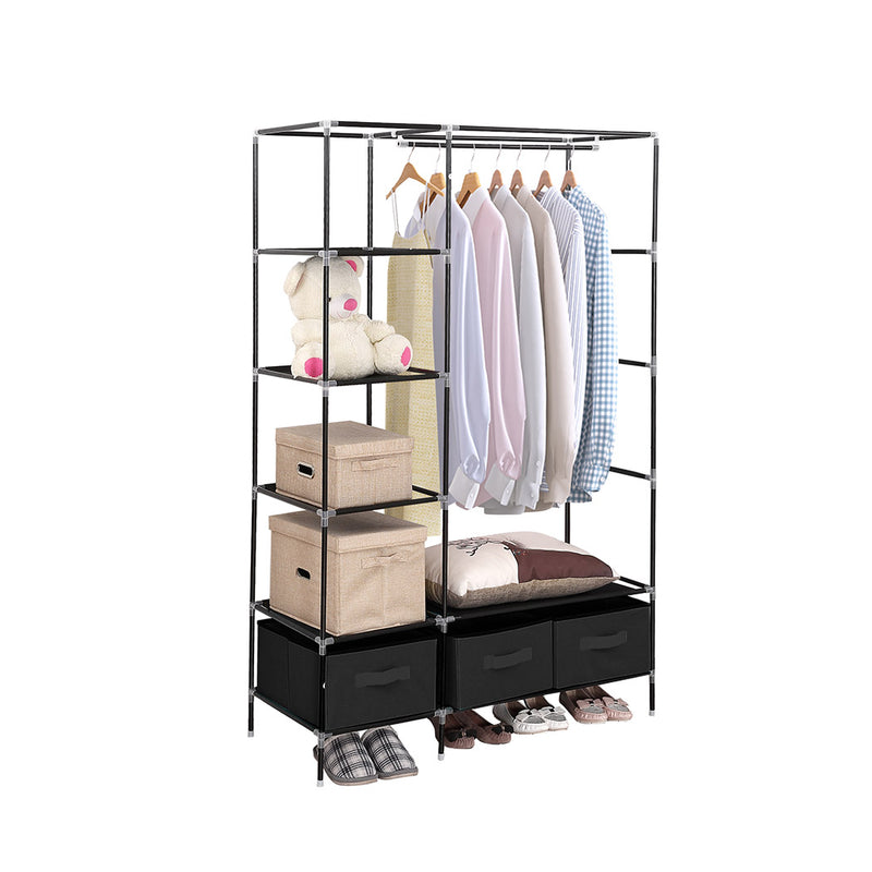 Levede Portable Clothes Closet Wardrobe Black Storage Cloth Organiser Unit Shelf Rack