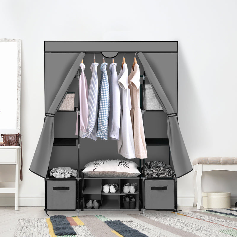 Levede Portable Wardrobes Shoe Rack Large Clothes Cabinet Closet Storage Grey