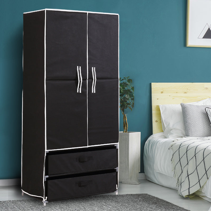 Levede Portable Wardrobe Clothes Closet Storage Cloth Organizer Shelf 2 drawers