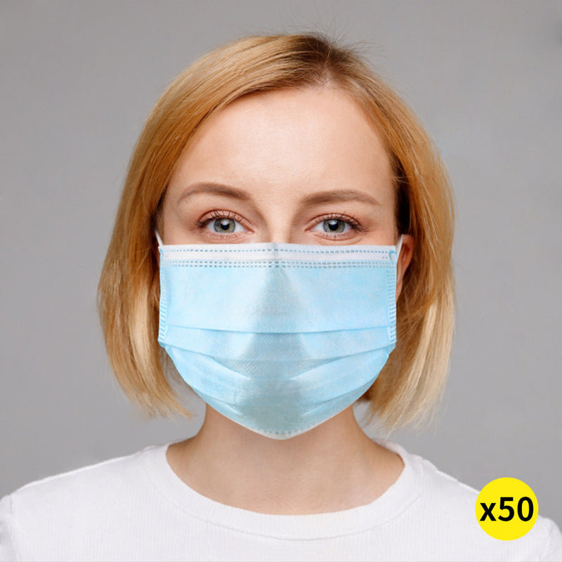 50pcs Disposable Mask Face Masks Filter Anti PM2.5 Dust Respirator 3 Layers