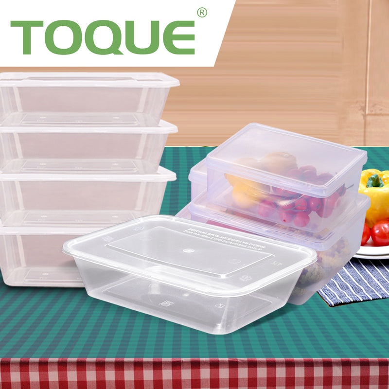 1000 Pcs 750ml Take Away Food Platstic Containers Boxes Base and Lids Bulk Pack