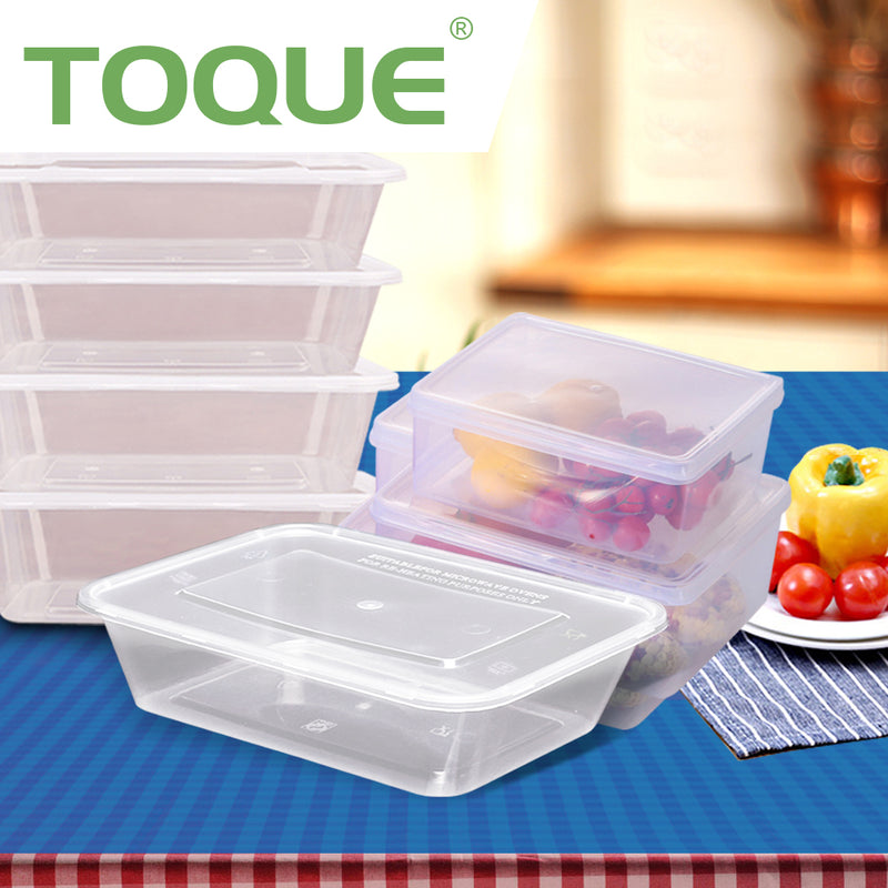 1000 Pcs 750ml Take Away Food Platstic Containers Boxes Base and Lids Bulk Pack