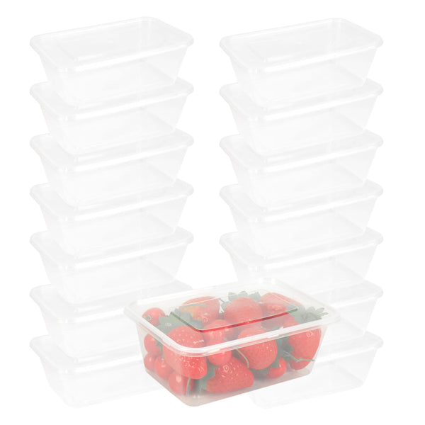100 Pcs 1000ml Take Away Food Platstic Containers Boxes Base and Lids Bulk Pack