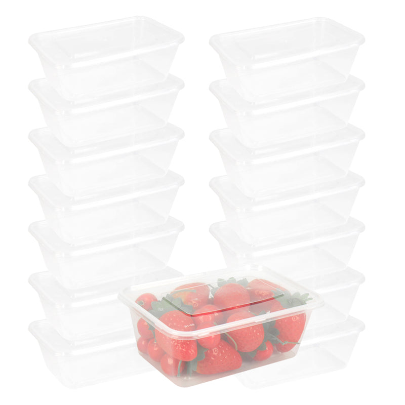 100 Pcs 1000ml Take Away Food Platstic Containers Boxes Base and Lids Bulk Pack