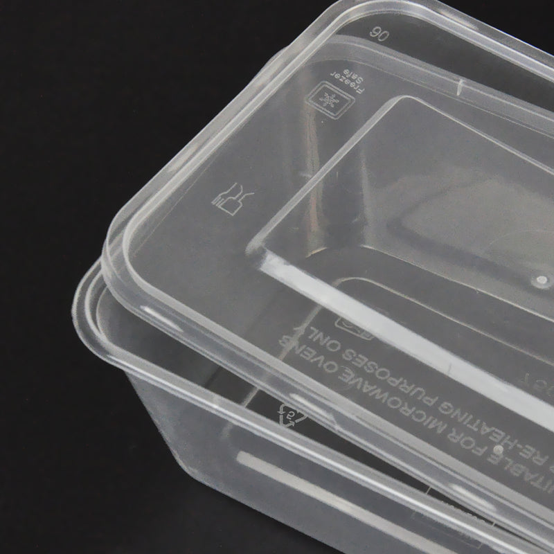 100 Pcs 1000ml Take Away Food Platstic Containers Boxes Base and Lids Bulk Pack