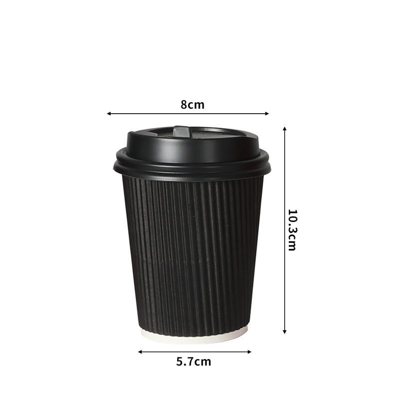 50 Pcs 8oz Disposable Takeaway Coffee Paper Cups Triple Wall Take Away w Lids