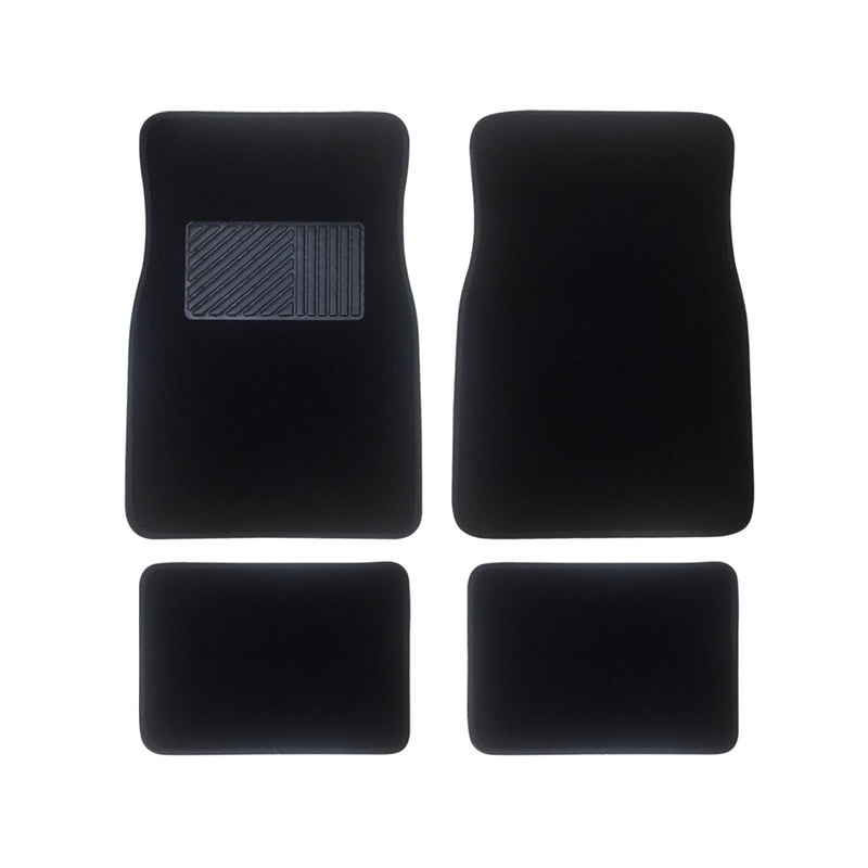 4 Pcs Carpet Car Floor Mats Front Rear Charcoal Black Universal Fit Textile
