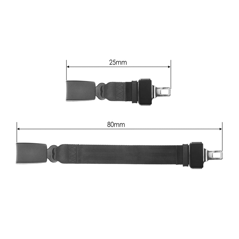 2x Heavy Duty Car Vehicle Seat Belt Extension Extender Strap Black Safety Buckle
