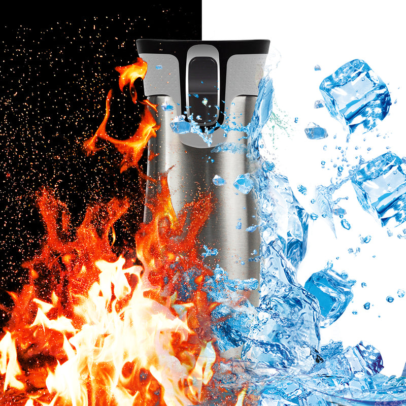 473ml 16OZ Thermal Coffee Hot Water Travel Mug Drink Bottle Flask Autoseal Silver
