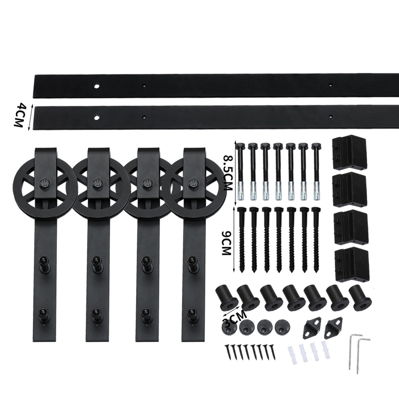 3M Antique Classic Style Double Sliding Barn Door Hardware Track Roller Kit