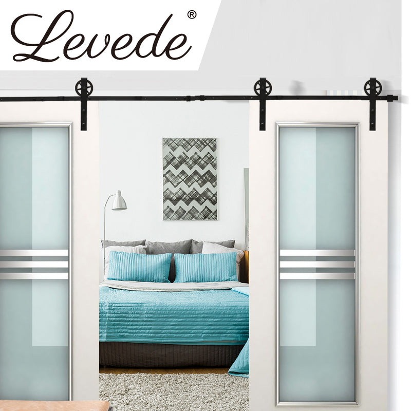 3M Antique Classic Style Double Sliding Barn Door Hardware Track Roller Kit