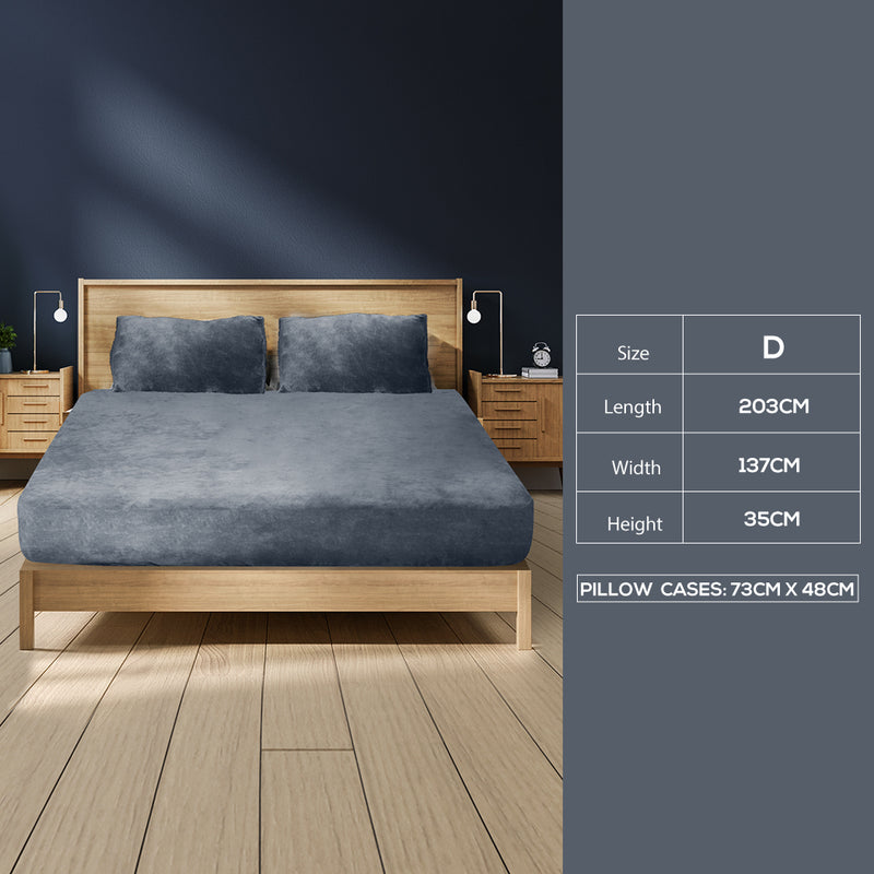 Ultra Soft Fitted Bedsheet with Pillowcase Double Size Dark Grey