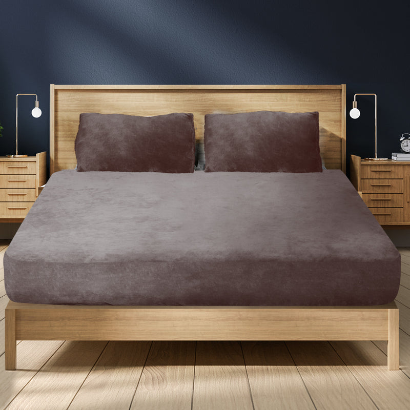 Ultra Soft Fitted Bedsheet with Pillowcase Double Size Mink