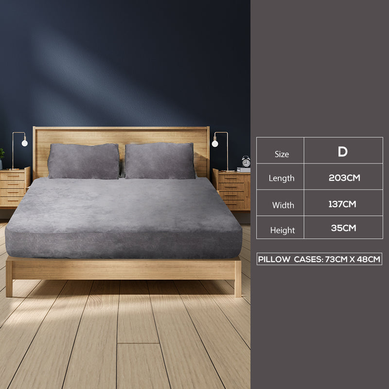 Ultra Soft Fitted Bedsheet with Pillowcase Double Size Silver Grey