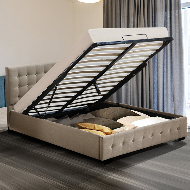 Levede Bed Frame Base With Gas Lift King Size Platform Fabric
