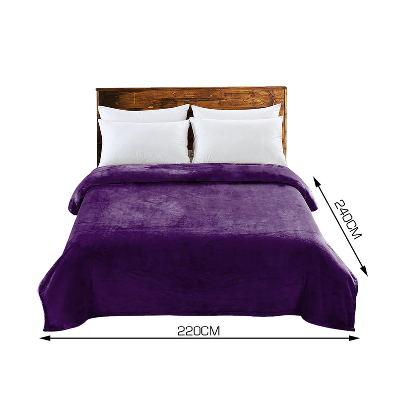 DreamZ 320GSM 220x240cm Ultra Soft Mink Blanket Warm Throw in Aubergine Colour