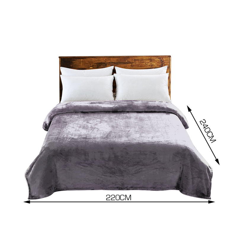 DreamZ 320GSM 220x240cm Ultra Soft Mink Blanket Warm Throw in Silver Colour
