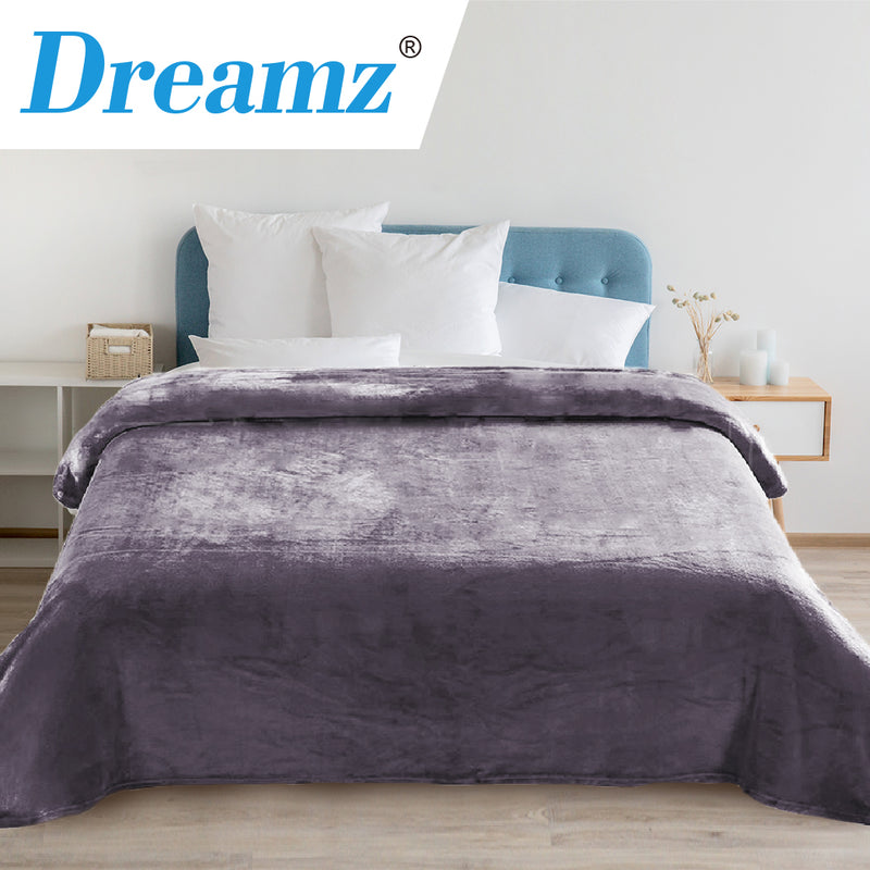 DreamZ 320GSM 220x240cm Ultra Soft Mink Blanket Warm Throw in Silver Colour