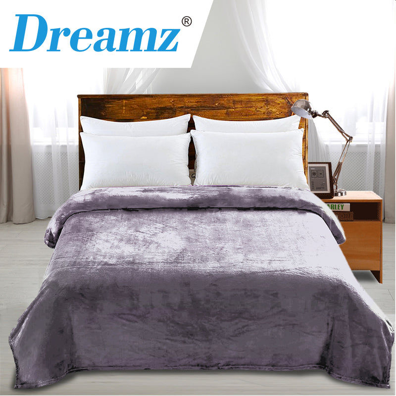 DreamZ 320GSM 220x240cm Ultra Soft Mink Blanket Warm Throw in Silver Colour