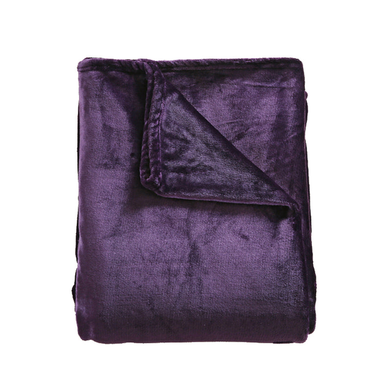 DreamZ 320GSM 220x160cm Ultra Soft Mink Blanket Warm Throw in Aubergine Colour