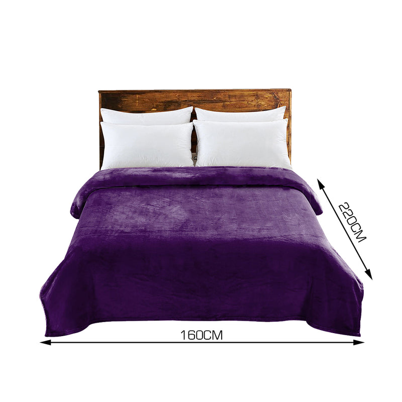 DreamZ 320GSM 220x160cm Ultra Soft Mink Blanket Warm Throw in Aubergine Colour