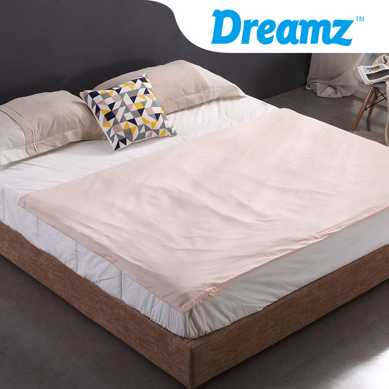 DreamZ 198x122cm Cotton Anti Anxiety Weighted Blanket Cover Protector Beige