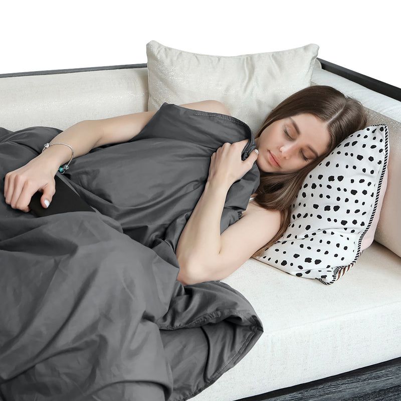 DreamZ 198x122cm Cotton Anti Anxiety Weighted Blanket Cover Protector Grey