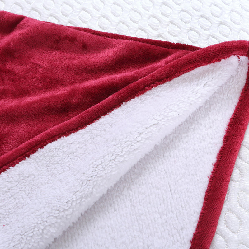 DreamZ Plush Fleece Sherpa Hoodie Sweatshirt Huggle Blanket Pajamas Burgundy