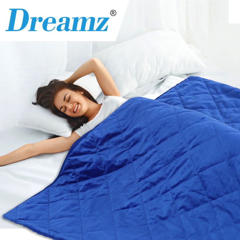 DreamZ 198x122cm Anti Anxiety Weighted Blanket Cover Polyester Cover Only Blue
