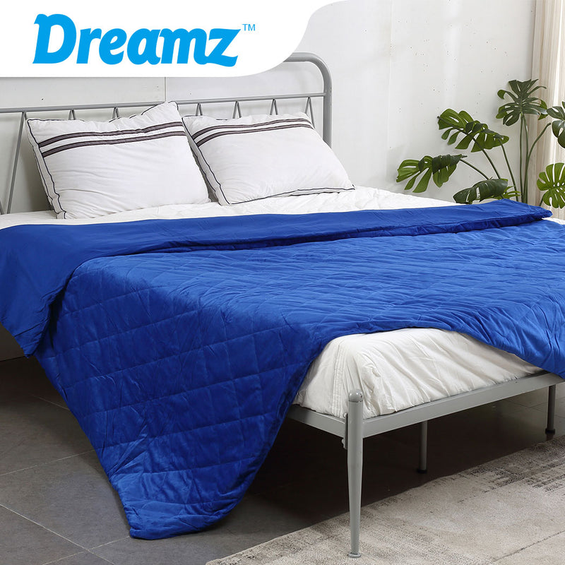 DreamZ 198x122cm Anti Anxiety Weighted Blanket Cover Polyester Cover Only Blue