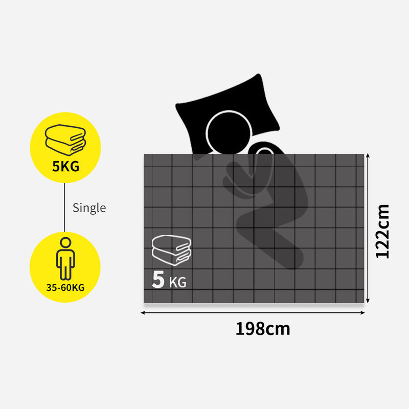 DreamZ 5KG Weighted Blanket Promote Deep Sleep Anti Anxiety Single Dark Grey