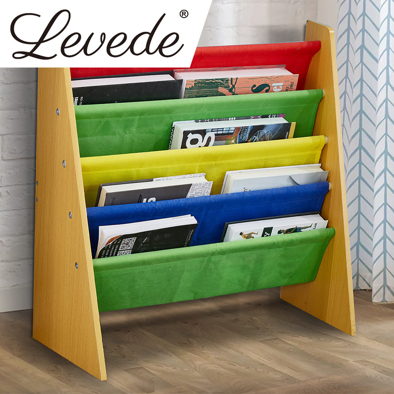 Levede Wooden Kids Children Bookcase Bookshelf Toy Organiser Storage Bin Rack