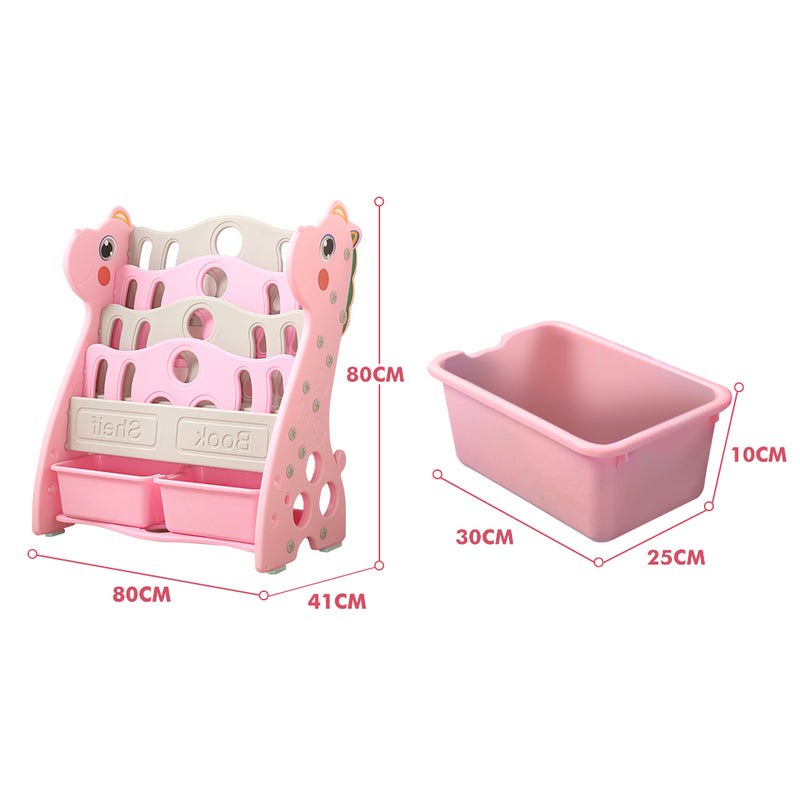 BoPeep Kids Bookshelf Bookcase Magazine Rack Organiser Shelf Children Pink