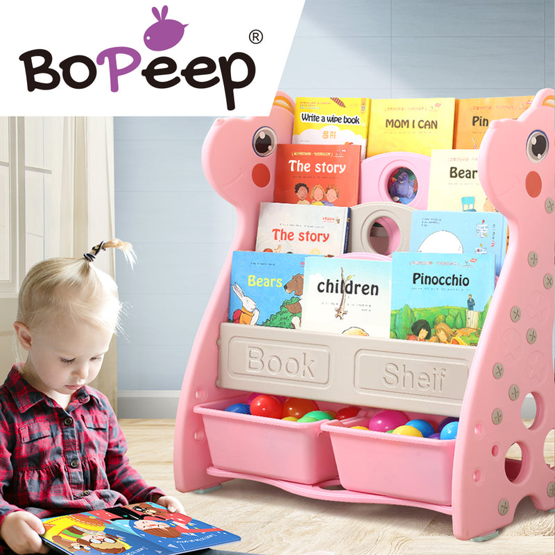 BoPeep Kids Bookshelf Bookcase Magazine Rack Organiser Shelf Children Pink