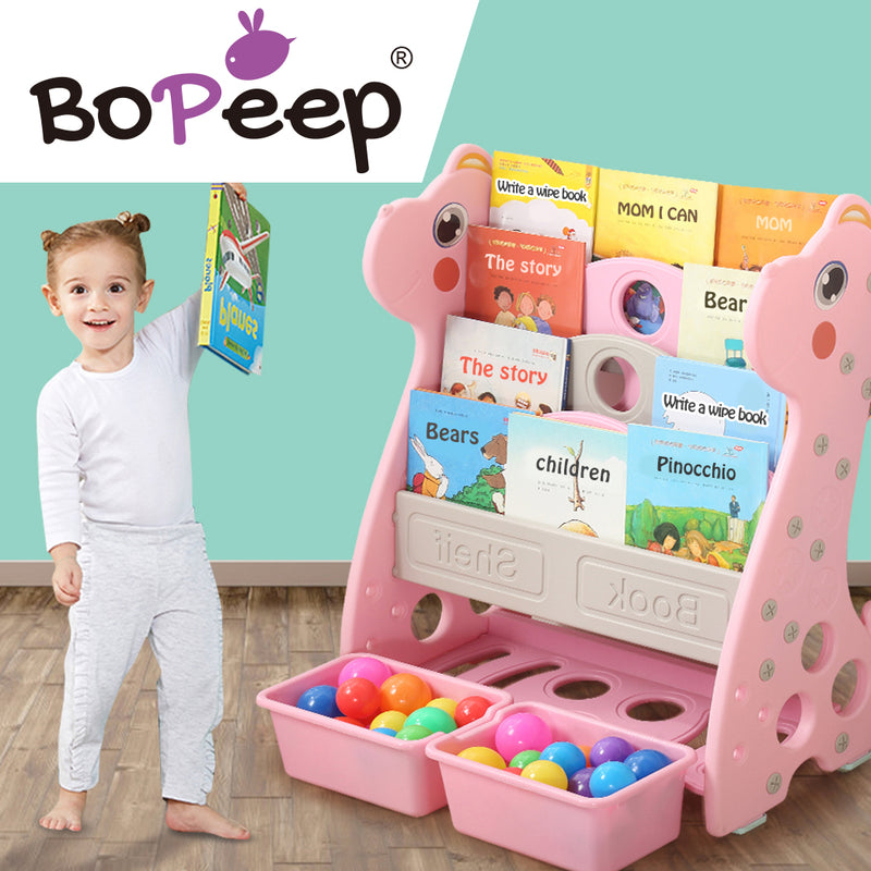BoPeep Kids Bookshelf Bookcase Magazine Rack Organiser Shelf Children Pink