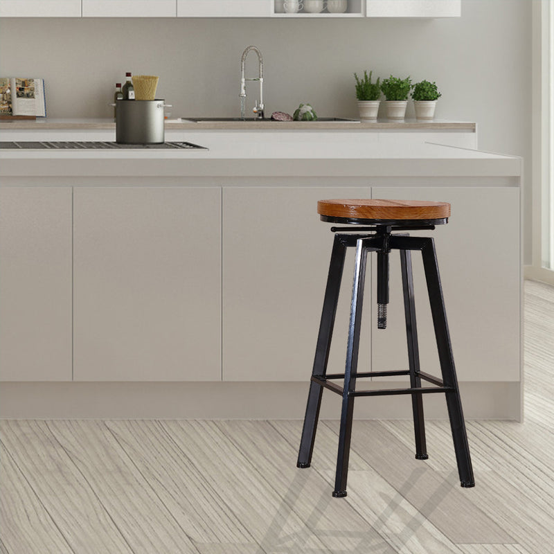 Levede Industrial Bar Stools Kitchen Stool Wooden Barstools Swivel Chair Vintage