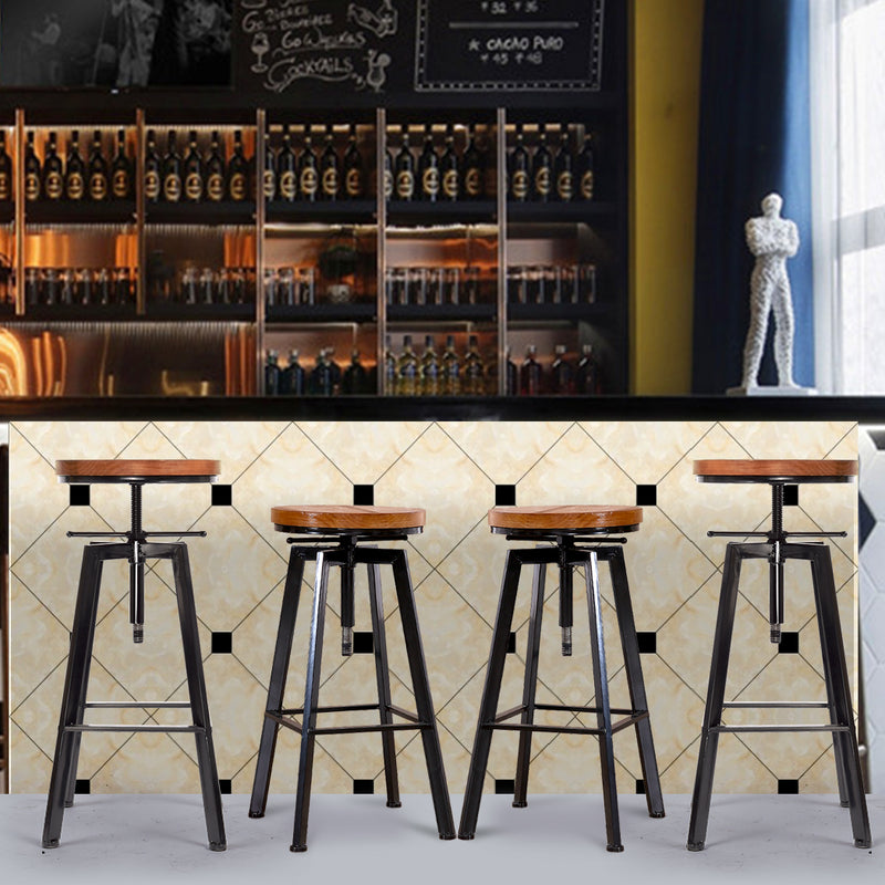 4x Levede Industrial Bar Stools Kitchen Stool Wooden Barstools Swivel Vintage