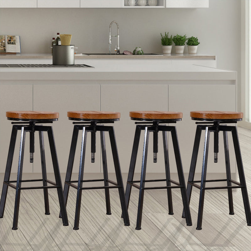 4x Levede Industrial Bar Stools Kitchen Stool Wooden Barstools Swivel Vintage